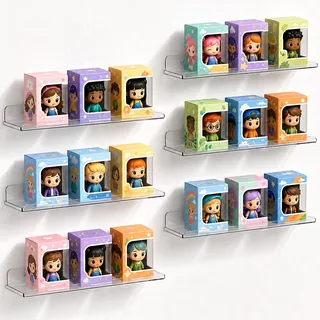 Lifewit 6 Pack Kunststoff Wandregal, 35,5cm Schweberegal Wand trag. 6kg | Hängeregal für Kinderzimmer Schlafzimmer Wohnzimmer Bad Küche, Wall Shelf Regalbrett Bilderleiste Bücherregal, Transparent