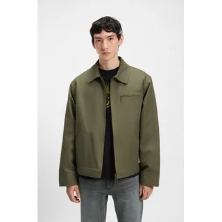 Canvasjacke HUGO BLUE "Blake", Herren, Gr. S, grün (open grün345), Web, Obermaterial: 100% Baumwolle. Futter: 100% Polyester. Wattierung: 100% Polyester, unifarben, regular fit, 1-Knopf-Manschette mit Schlitz, Jacken Canvasjacke, leicht wattiert, regular fit Overshirt Übergangsjacke Kurzjacke Bomber