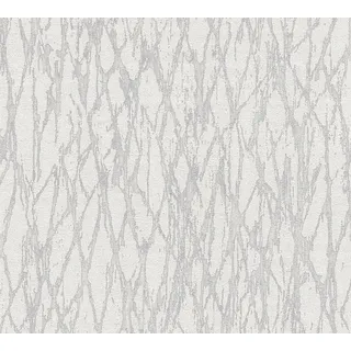 A.S. Création Smart Surfaces Vliestapete mit Metallic-Muster 10,05 m x 0,53 m - Weiß, Grau, Silber - Steintapete für verschiedene Räume Made in Germany - 395632