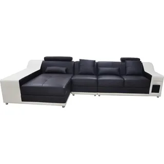 Ecke Leder Modern XXL Couch Wohnlandschaft Ledersofa Sofa L-Form B2017B - Schwarz