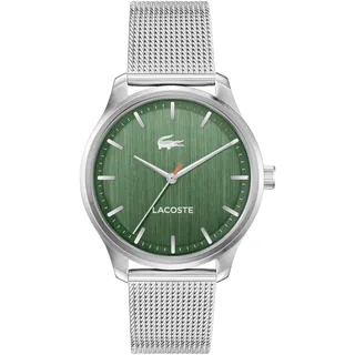 Lacoste Uhr mit DREI-Zeiger-Quarzwerk für Herren Kollektion Lisbon mit Silbernes Edelstahl-Mesh-Gliederarmband - 2011374