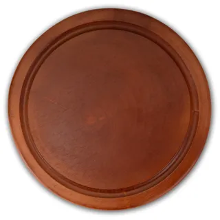 Decorasian Rundes Schneidebrett Acajen Holz – Massivholz Küchenbrett mit Saftrille - Servierbrett Antibakteriell & Schnittfest, Natur Holzbrett für Pizza, Durchmesser 25cm