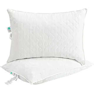 Deodar Daunenkissen Federkissen 50x70 100% Feder- und Daunenfüllung Kopfkissen 3 Kammer Bettkissen Schlafkissen Atmungsaktiv mit Modischem Muster, Waschbar, Öko-Tex RDS Zertifiziert, 2er Pack