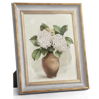 Afuly 20x25 Bilderrahmen Vintage Grau in Gold Bilderrahmen Retro Antike Shabby Fotorahmen Deko für Wand Tisch Family Freund Frauen Oma Mama Hochzeit Geburtstag Weihnachten Geschenke
