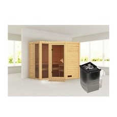 KARIBU Sauna »Kunda«, inkl. 9 kW Saunaofen mit integrierter Steuerung, für 4 Personen - beige