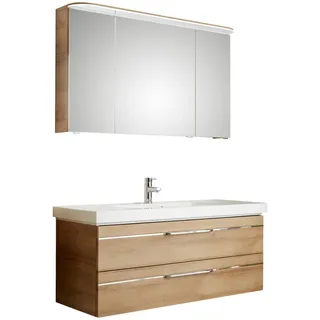 Pelipal Badezimmer , Eichefarben , Metall , 6 Fächer , 2 Schubladen , 123 cm , Made in Germany , hängend, Typenvielfalt , Badezimmer, Badmöbelsets & Badmöbelserien, Badmöbel-Sets