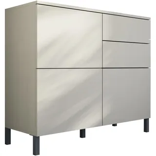 Kommode BORCHARDT MÖBEL "Haama, modern, grifflos, Metallfüße, praktisch, 3 Türen", kaschmir, B:93cm H:80cm T:35cm, Holzwerkstoff, Sideboards, Kommode, Push-To-Open, verstellbare Einlegeböden, viel Stauraum, Breite 93cm