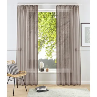 Gardine OTTO HOME "XANA" Gr. 4, braun (taupe), B:145cm H:245cm, Voile, Polyester, Gardinen, Gardine, Bestseller, einfarbig, 1 bzw. 2 Schals, pflegeleicht, Beststeller