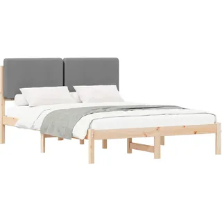 vidaXL Bettgestell mit gepolstertem Kopfteil Hellgrau 140 x 190 cm - Hellgrau