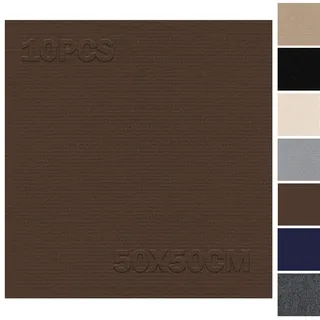 Teppichfliesen 50x50cm Selbstliegend - 10 Stück Set - 2.5m2 - Teppichfliesen Selbstklebend, Teppichboden mit Rückseite, Teppich Fliesen zum Zuschneiden für Wohnung, Haus, Schlafzimmer, Dunkelbraun