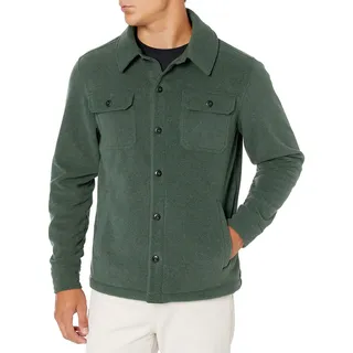 Amazon Essentials Herren Langärmlige Polarfleece-Hemdjacke Für Den Winter, Dunkelgrün, M