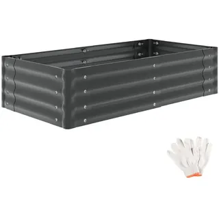 tectake Hochbeet Salvia, verzinkter Stahl, offener Boden, 120 x 60 x 30 cm, grau , Grau , Metall , Baum/Pflanze/Natur , Rechteckig , 60x30x120 cm , Gartenzubehör, Hochbeete