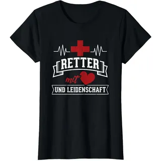 Retter Mit Leidenschaft Sanitäter Notidienst Notarzt T-Shirt, Damen, Schwarz, XS