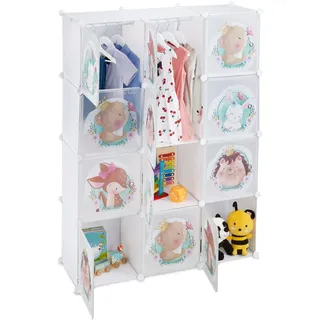 Relaxdays Kinderkleiderschrank Relaxdays 110 x 145 x 37 cm Kunststoff Metall weiß Bär
