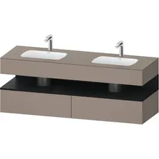 Duravit Qatego Einbauwaschtisch mit Konsolenwaschtischunterbau, 1600x550x600mm, Nische Eiche Schwarz, Doppelwaschtisch, QA4797016, Farbe: Basalt Matt