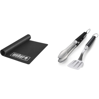 Weber 18280 Grillmatte 180x100 cm, Schwarz & 6645 Original Portable 2-Piece Stainless Steel Tool Set