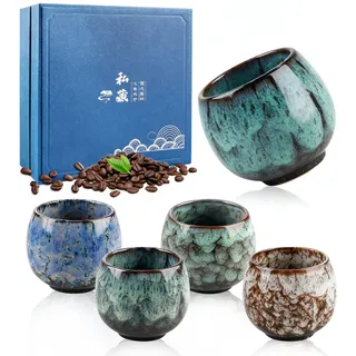 5 Stück 110 Ml Espressotassen Set,Espresso Tassen Set,Mini-Espressotasse Aus Steingut,Dickwandig Keramik Espressotassen,Mini Espresso Tassen Für Macchiato,Tee,Espresso,Mokka,Geschenke