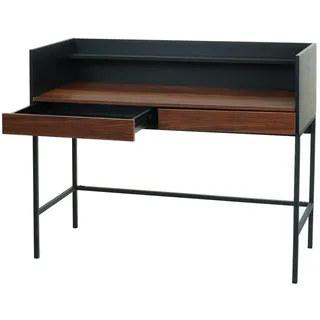 Mendler Schreibtisch HWC-J79, Bürotisch Computertisch Arbeitstisch, Schublade 120x50cm Holz Metall ~ Walnuss