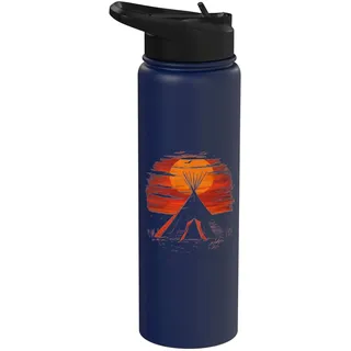 Indianer Tipi Zelt Indianerstamm Landschaft Sonnenuntergang Stainless Steel Insulated Water Bottle