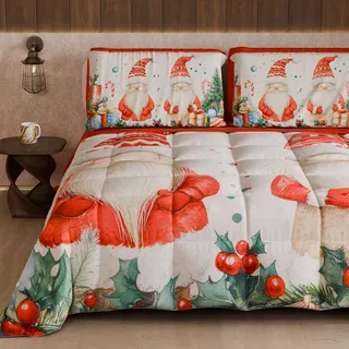 PETTI Artigiani Italiani – Winter-Weihnachts-Doppelbettdecke, doppelseitige Steppdecke, einfarbig und Digitaldruck, Xmas 6, Made in Italy