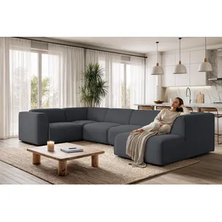otto home Wohnlandschaft »Merid U-Form, B: 367 cm« Cord Ottomane rechts grau/anthrazit