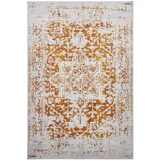 benuta Nest Vintage-Teppich Miray waschbar 200/300 cm , Grau, Orange , Kunststoff , Vintage , Rechteckig , 200x300 cm , Oeko-Tex® Standard 100 , für Fußbodenheizung geeignet, in verschiedenen Größen erhältlich, waschbar, pflegeleicht , Teppiche und Böden, Teppiche, Vintageteppiche