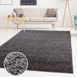 ayshaggy Shaggy Teppich Hochflor Langflor Einfarbig Uni Dunkelgrau Weich Flauschig Wohnzimmer, Größe: 150 x 150 cm Quadratisch