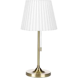 BELIANI Tischlampe Messing Weiß Polyester Metall Empire Leuchte Schlafzimmer Wohnzimmer Retro Klassisch - Gold, Weiß