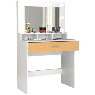 VCM Schminktisch "Schminktisch Frisiertisch Schublade Spiegel Kosmal" 1 Stk. tlg., weiß, honig, eiche