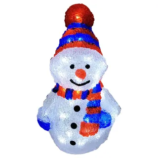 XXL Acryl Schneemann 96 LEDs kaltweiß Außenbeleuchtung - Weiß, Rot, Blau