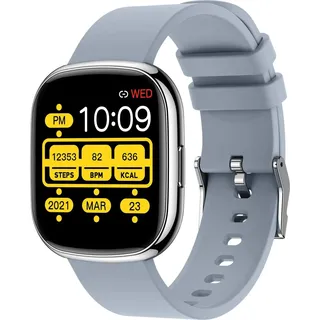 Smartwatch, Schrittzähler Smartwatch Bluetooth 1,3 Zoll Touchscreen Armbanduhr Blutdruck Puls Schlafmonitor IP68 Sportuhr Laufen für Damen Herren - Grau