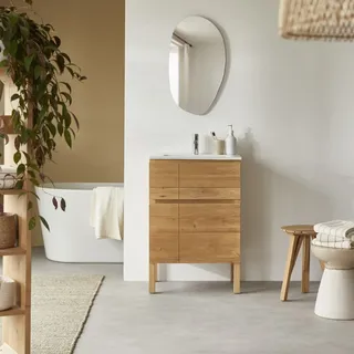 Easy - Waschtischkombination aus massiver Eiche und Keramik 60 cm