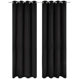 Blumtal Verdunklungsvorhänge 2er Set – Blickdichter Thermovorhang mit Ösen, Hitze- & Kälteschutz, Isolierende Gardinen 140/245 cm,Schwarz , Kunststoff , Rechteckig , 140x245 cm , Oeko-Tex® Standard 100 , Heimtextilien, Vorhänge, Fertigvorhänge, Verdunkelungsvorhänge