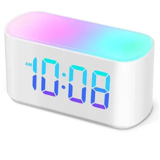 ONLAKE Wecker Digital kinder mit Nachtlicht,9 RGB Farben Lichtwecker, große Ziffern mit 10 farbwechselnden LED Displays, Dimmer, kinderwecker für Jugendliche, Mädchen,Jungen