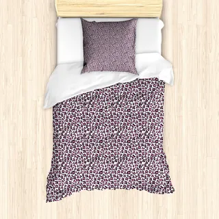 ABAKUHAUS Leopard-Druck Mantele, Girly-Rosa-Schwarz, Milbensicher Allergiker geeignet mit Kissenbezügen, 135 cm x 200 cm - 80 x 80 cm, Rosa-Schwarz-Weiß - Rosa