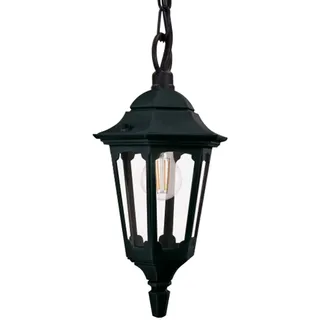 Licht-Erlebnisse Rory Pendelleuchte IP44 E27 Schwarz Glas Alu Rustikal 205 mm