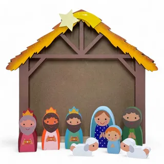 MIJOMA Wunderschöne Krippenfiguren für Weihnachtskrippe - Handbemalte Holz-Figuren - Perfekte Weihnachtsdekoration in verschiedenen Sets & Stilrichtungen zur Auswahl (9-teilig - 5cm hoch)