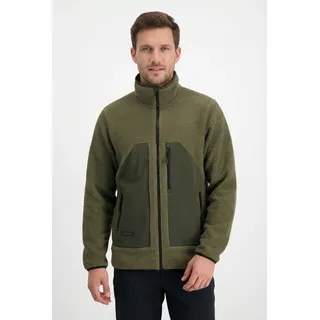 Fleecejacke ICEPEAK "ANAHEIM", Herren, Gr. XXL, grün (schwarz olive), Obermaterial: 100% Polyester, Jacken Fleecejacke, mit Stehkragen, schnell trocknendes Obermaterial aus Polyester