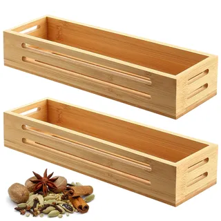 kebitedamai 2 STK Gewürzregal, Bambus Gewürz Organizer Schrank, Gewürzregal Wand Schranktür, Gewürzständer Küchenregal Wand, für Kühlschrank Gewürzorganizer