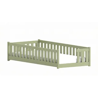 Kids Collective Jugendbett Bodenbett 90 x 200 cm Kiefer massiv grün