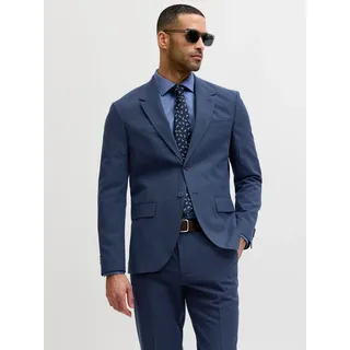 Sakko JACK & JONES "JPRBLAMARTIN BLAZER CO01", Herren, Gr. 48, schwarz iris fit:slim fit, Web, Obermaterial: 71% Polyester, 22% Viskose, 7% Elasthan, unifarben, slim fit normal, V-Ausschnitt, gerader Abschluss, Sakkos Sakko, Materialmix, slim fit