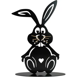 Rostikal Schwarzer Metall-Hase 30x19 cm – Handgefertigte Wohnzimmer Deko, Tischdeko, Fensterbank Deko & Osterdeko, Frühlingsdeko für Küche & Garten, Modern & Vintage