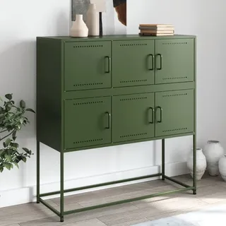 vidaXL Sideboard Olivgrün 100,5x39x107 cm Stahl - Grün