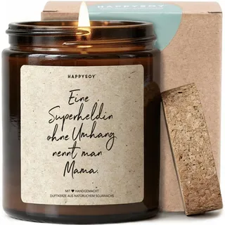 Eine Superheldin ohne Umhang nennt man Mama - Duftkerze mit Spruch als Geschenk für Mama, Muttertag, Geburtstag, liebevolle Kerze im Glas mit blumigem Duft