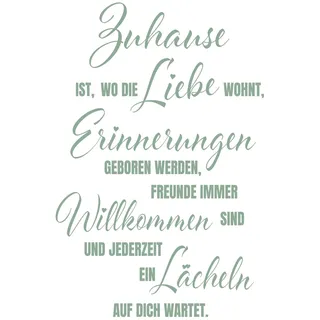 yabaduu Wandtattoo Spruch Zuhause ist wo die liebe wohnt 60x77cm Wanddeko Zitat Wandsticker Aufkleber selbstklebend für Wohnzimmer Büro Schlafzimmer Esszimmer Flur YX024 (Mint)