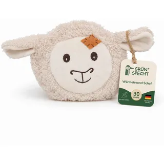 Grünspecht Naturprodukte GRÜNSPECHT Mein kleiner Wärmefreund Schaf, Kirschkern-Wärmekissen mit waschbarem Bezug für Kinder, wärmendes Kuscheltier bei Bauchschmerzen & Erkältung (374-V1)