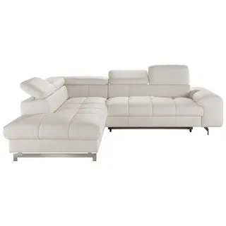 Cotta Ecksofa "Chef L-Form", mit Kopfteilverstellung, edle Metallkufen, wahlweise mit Bettfunktion, altweiß