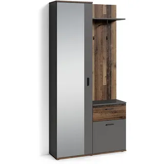 byLIVING Wandgarderobe Jakob 97 x 195 x 30 cm Old Wood