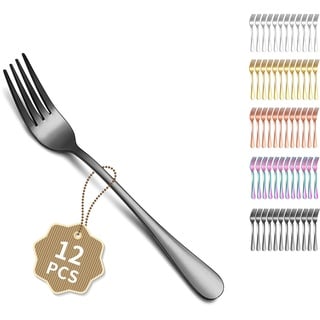 Berglander Schwarz Tafelgabeln von 12 Stück 18cm, Gabeln für das Abendessen, Edelstahl Modernes Speisegabel-Set, Gabeln und Löffel Besteck, ideal für Zuhause, Restaurant, Hotel, spülmaschinenfest