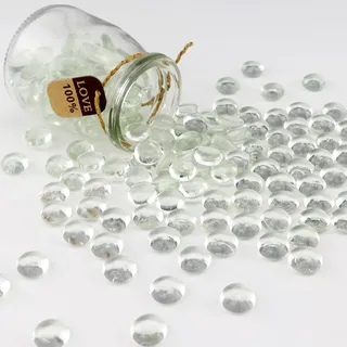 ginojex 435g (160Psc) Glasperlen Vasenfüller Aquarium Kies Dekor Flaches Glas Marmor Edelsteine Kieselsteine Fischtank Steine Home Dekorative Kunsthandwerk - Klar